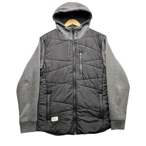 Matix Puffer Vest Jacket Men's M Black Gray Quilted Hooded Full Zip Casual